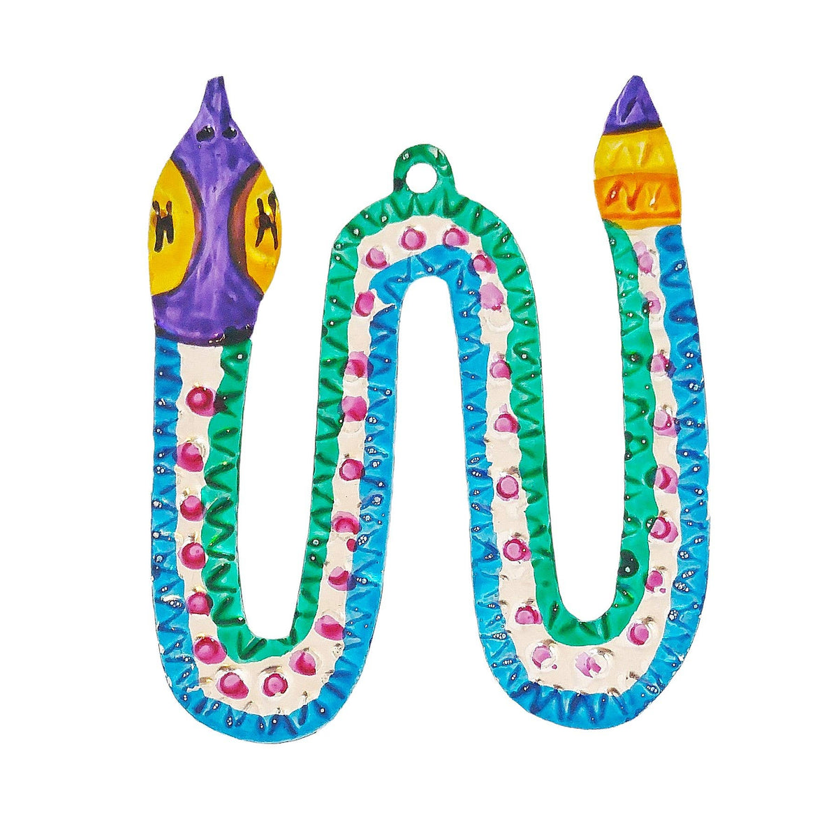 Handcrafted Tin Snake Ornament from Mexico