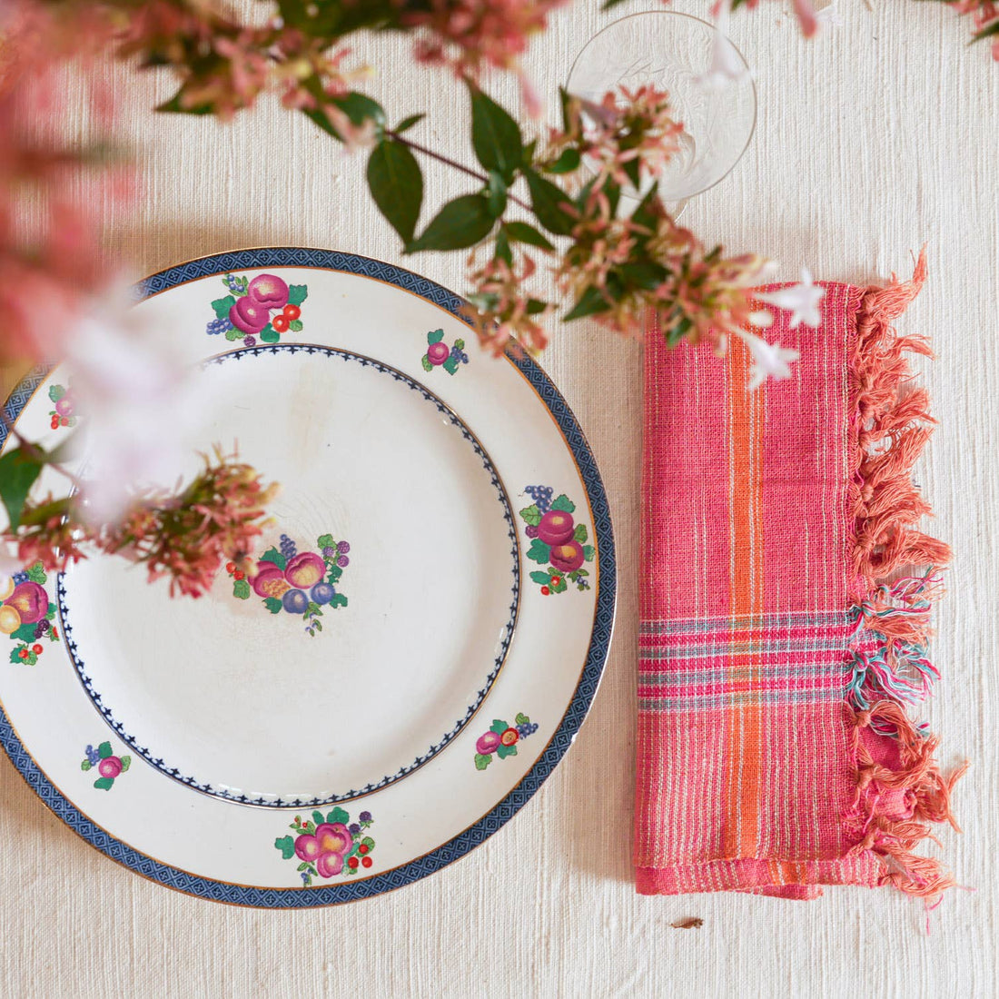 Tea Towel, "Space Dye" Dusk Pink Khadi