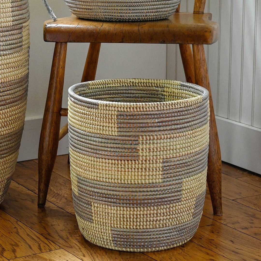 Silver &amp; Cream Stairstep Basket