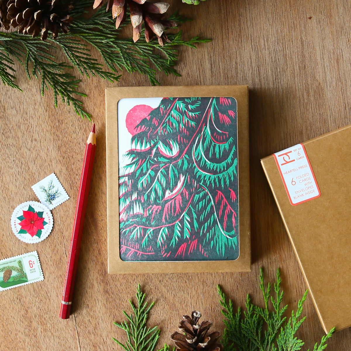 Red Cedar Sunrise Holiday Card - Boxed Set of Six