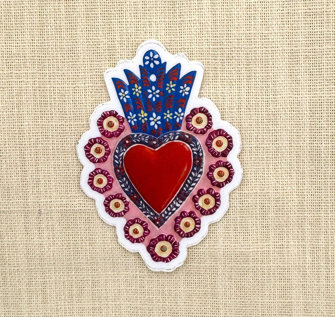 Red Milagro Heart Sticker