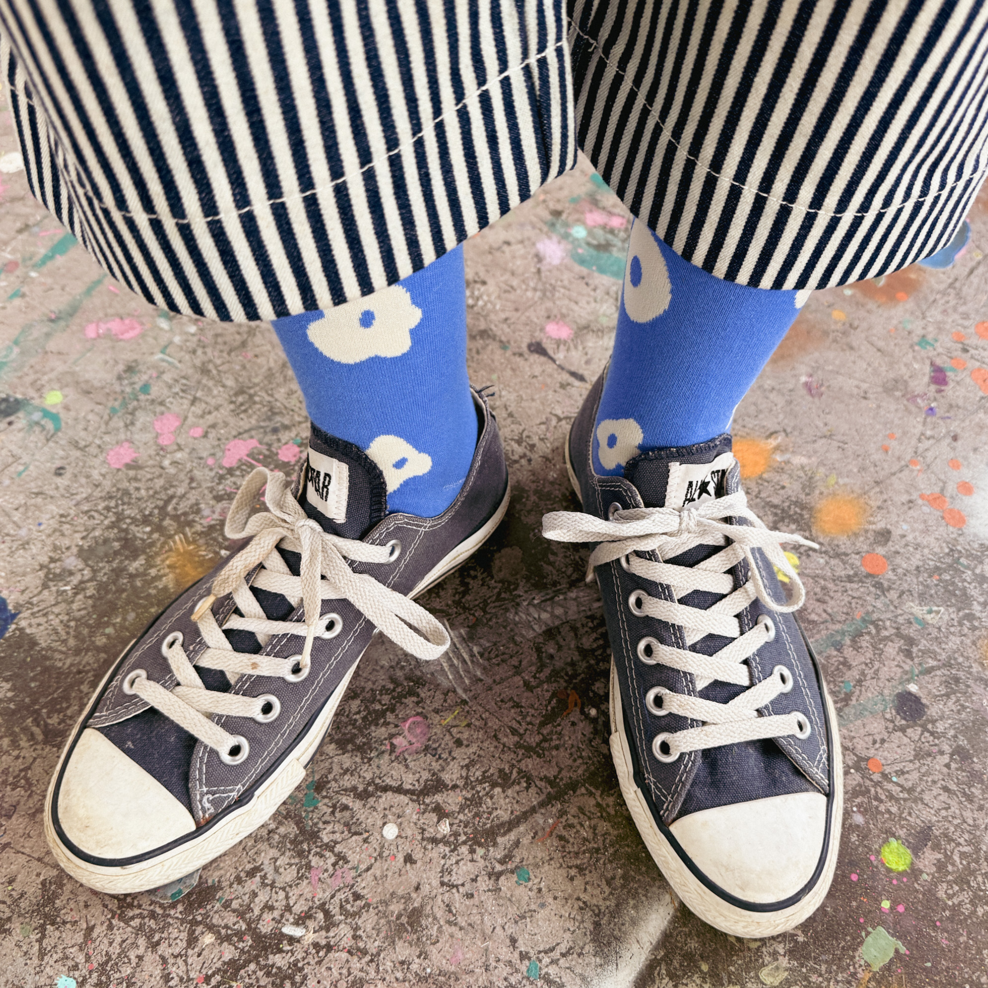 Crew Socks - Celeste in Ultramarine Blue &amp; Natural