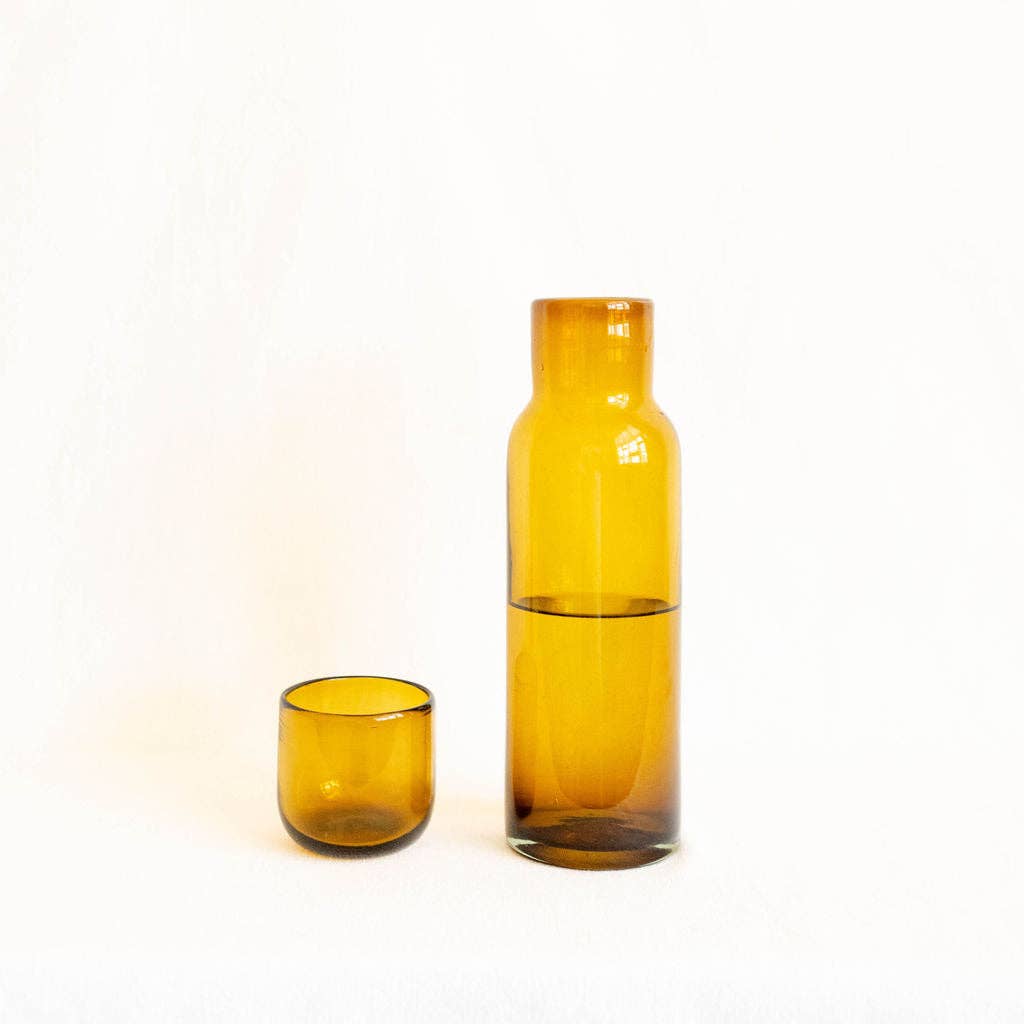 Handblown Glass Carafe - Amber