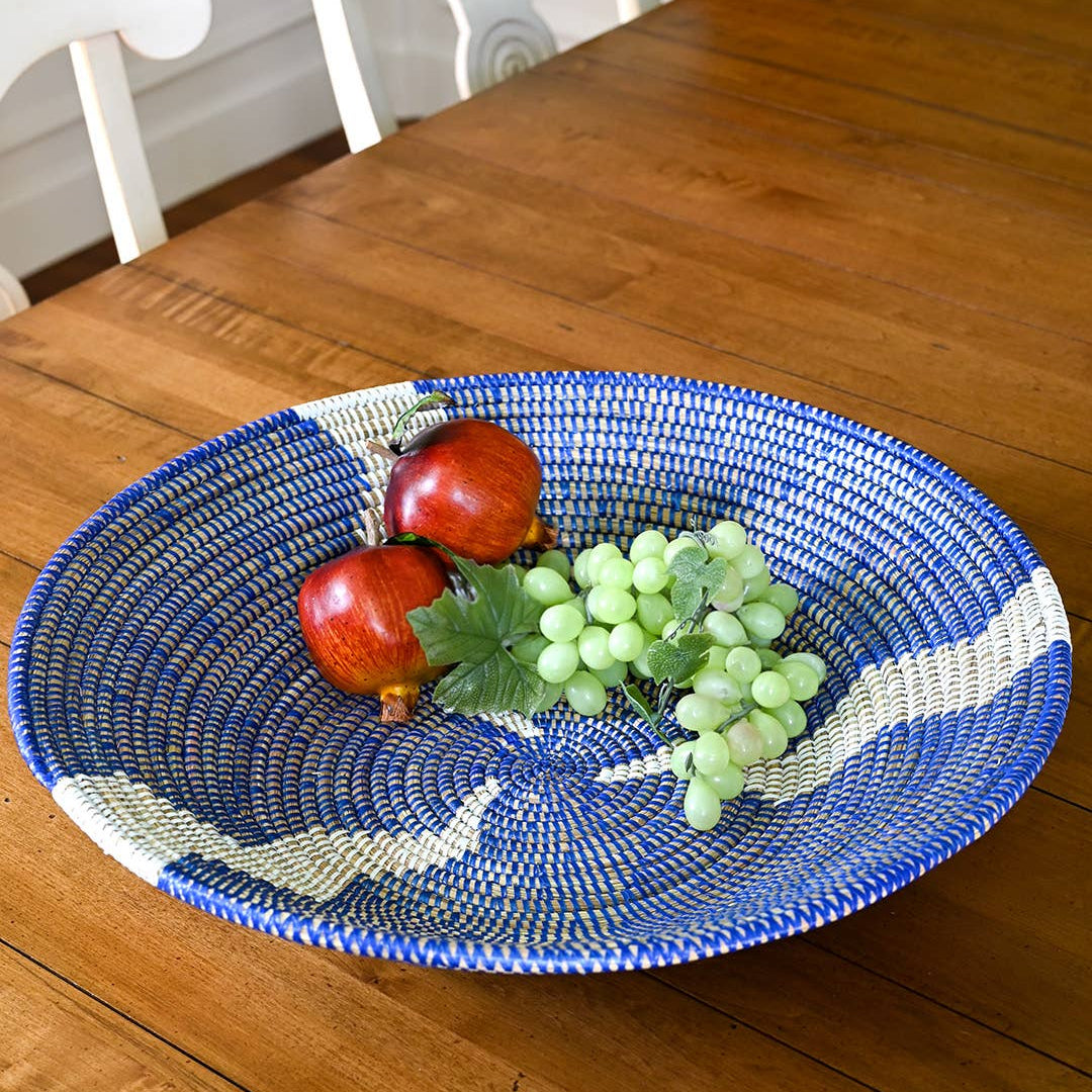 Blue and White Lightning Grain Basket
