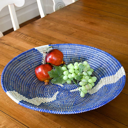 Blue and White Lightning Grain Basket