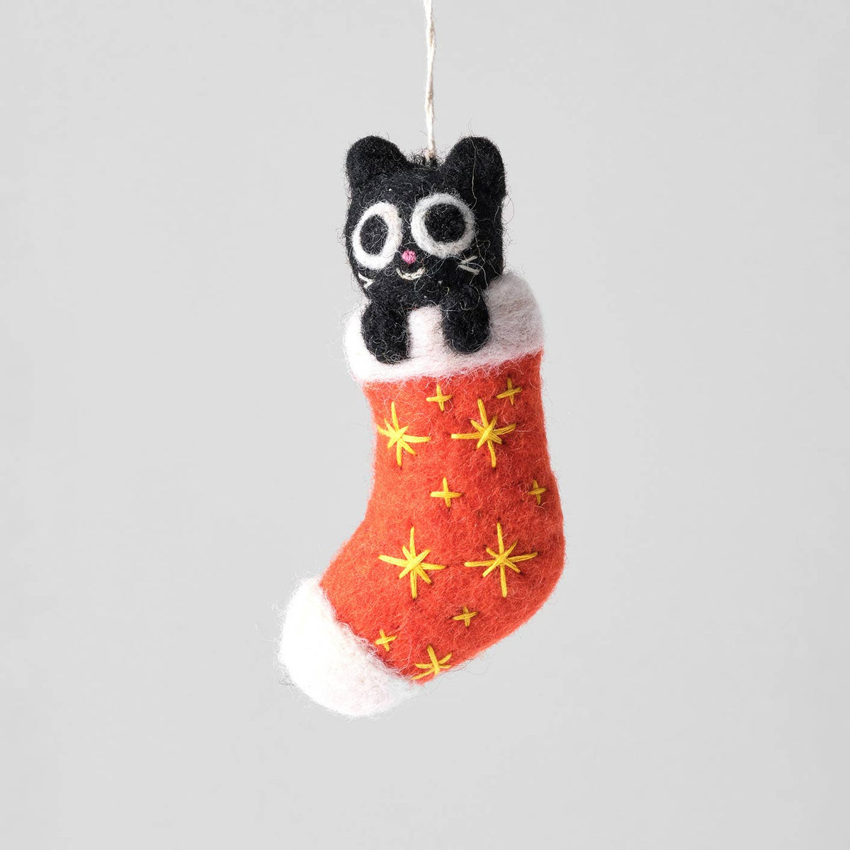 Viv Cat in Red Stocking Felt Ornament