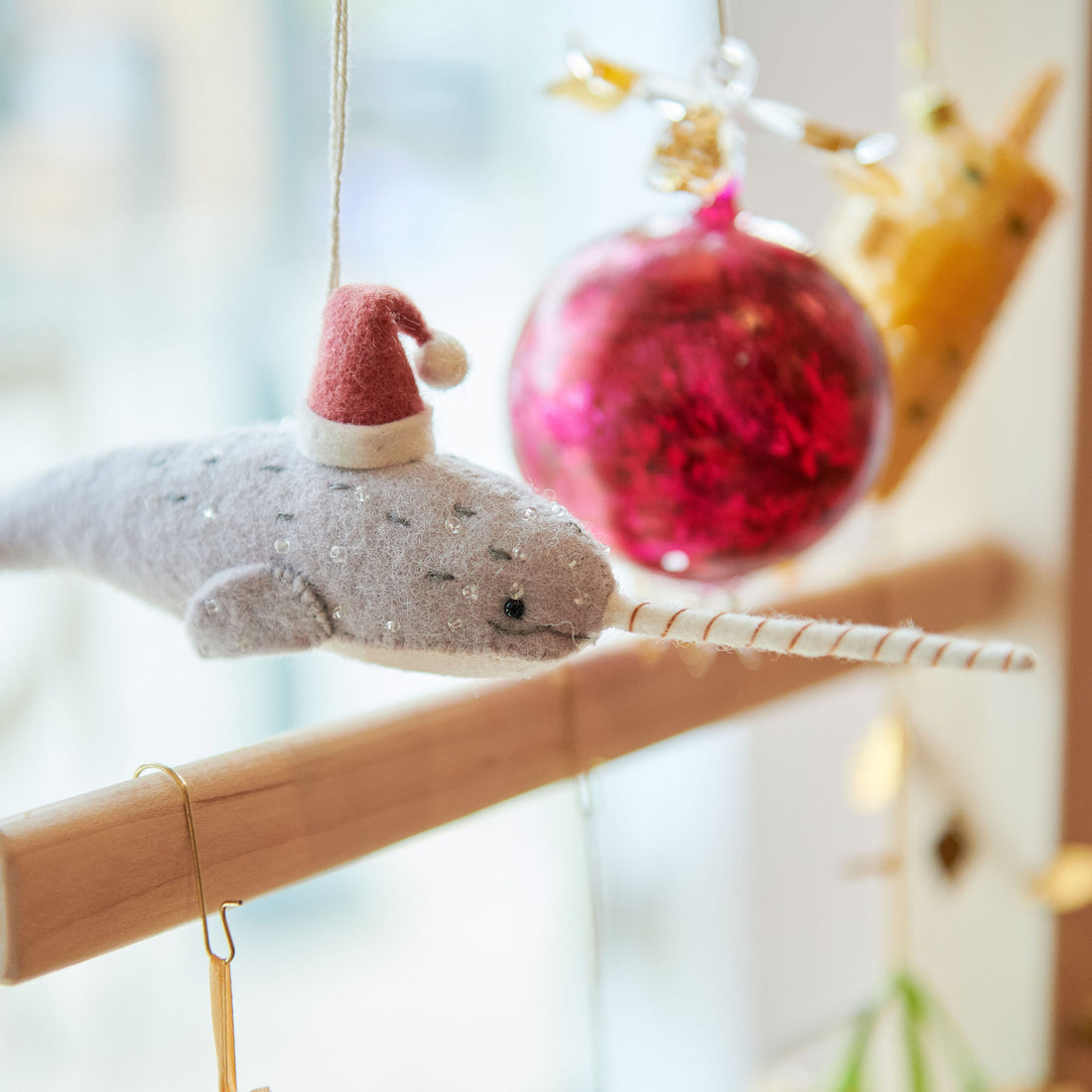 Santa Gray Mystical Narwhal Ornament