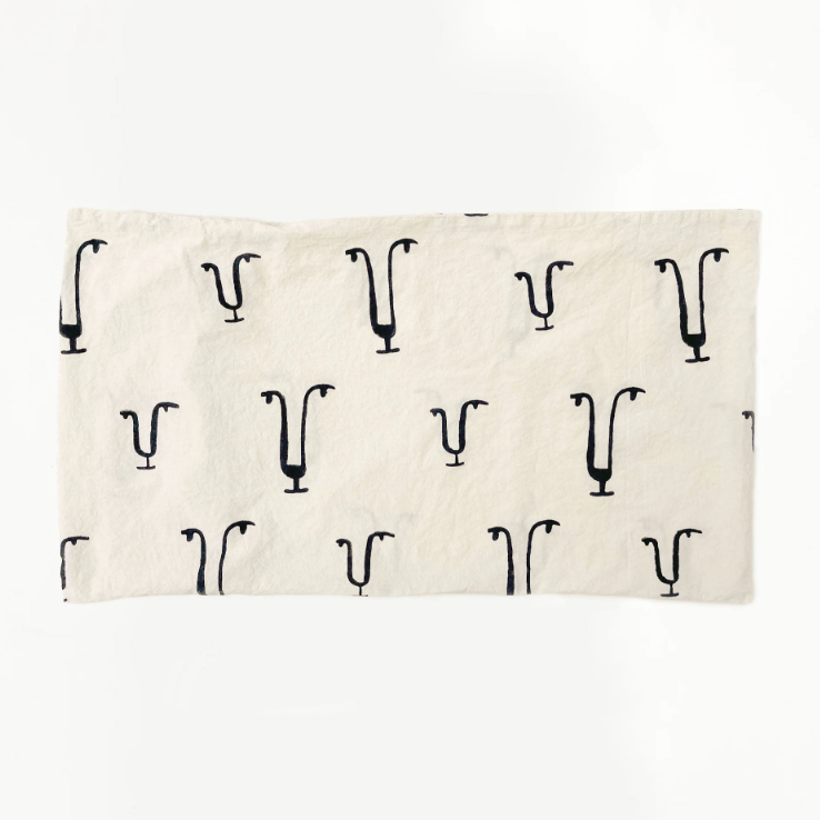 Gatta Cat Block Print King Pillow Sham: Natural Cotton