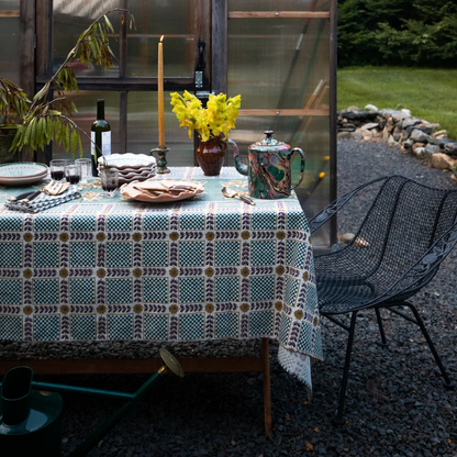 Mumtaz Hand Block-Printed Linen Tablecloth