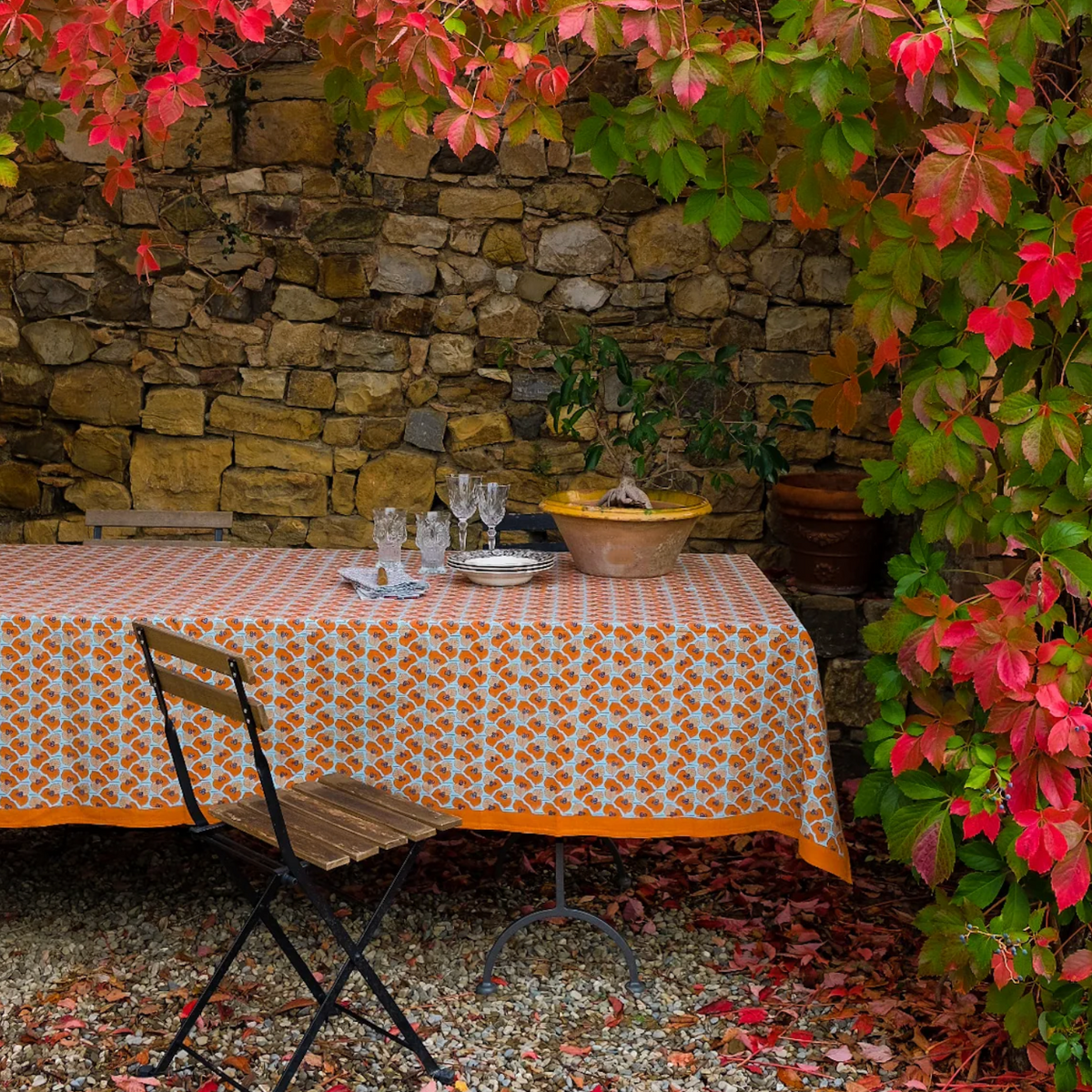 Aliya Hand Block-Printed Cotton Tablecloth