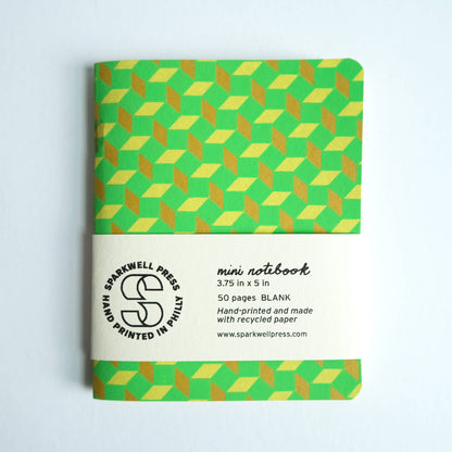 Box Pattern Mini Notebook - Green 