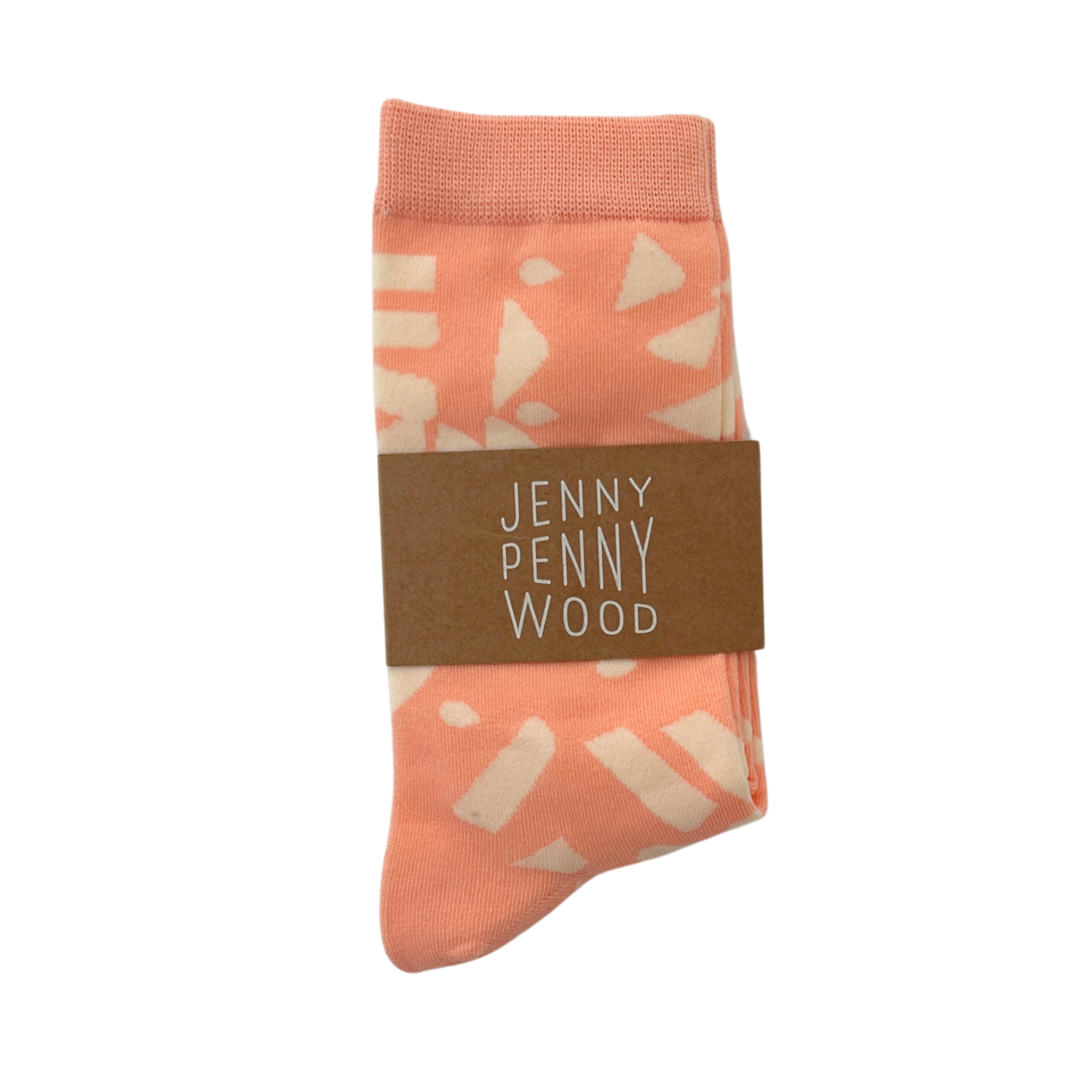 Crew Socks - Dashes &amp; Moons in Coral &amp; Natural