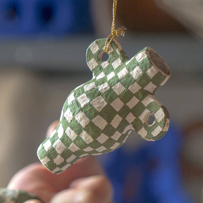 Check Green Vase Hanging Ornament