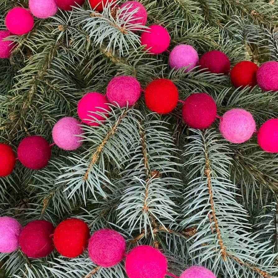 Garland - Hot Pink Felt Balls