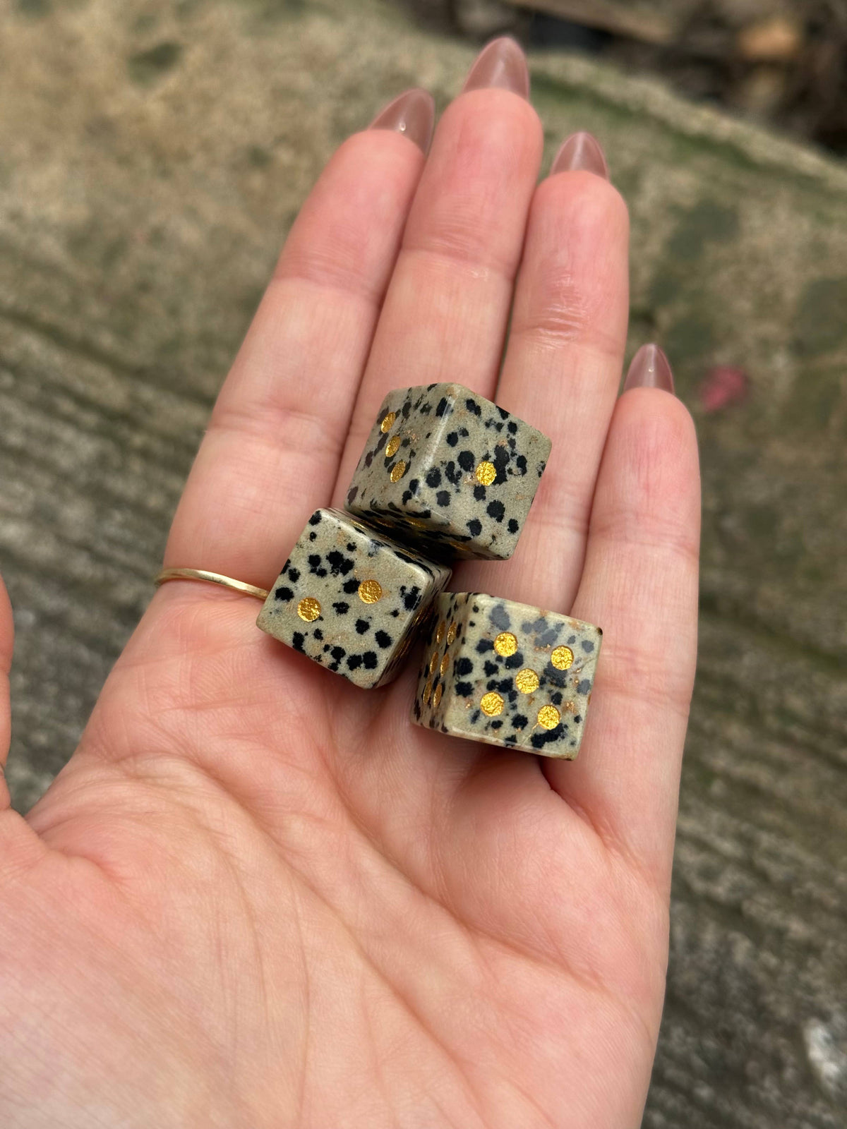 Dalmatian Jasper Carved Crystal Dice - Mini Spot Stone Die