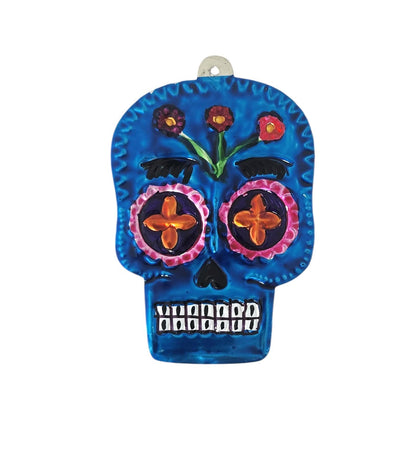 Tin Day of the Dead Sugar Skull Ornament