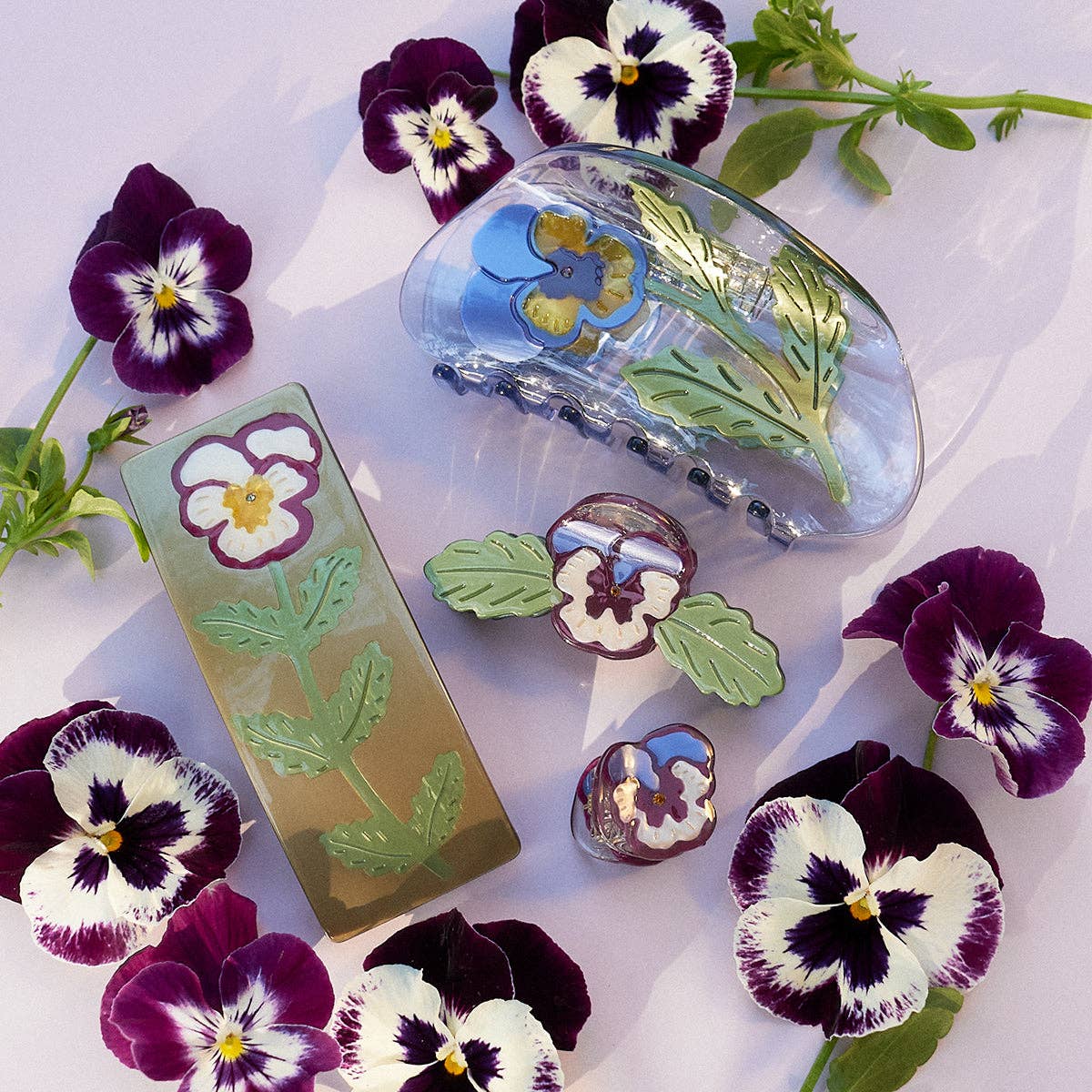 Micro Mini Pansy Claw - Small Purple Flower Hair Clip