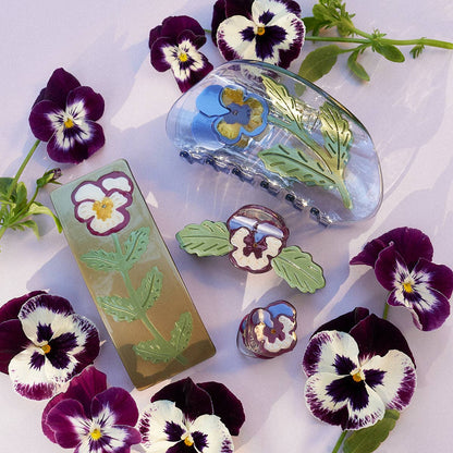 Micro Mini Pansy Claw - Small Purple Flower Hair Clip