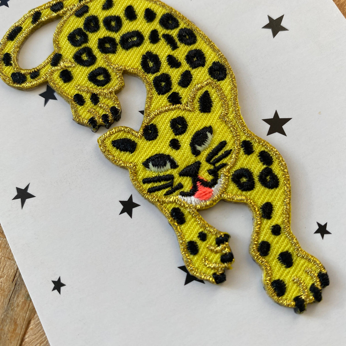 Leaping Leopard Iron-On Embroidered Patch
