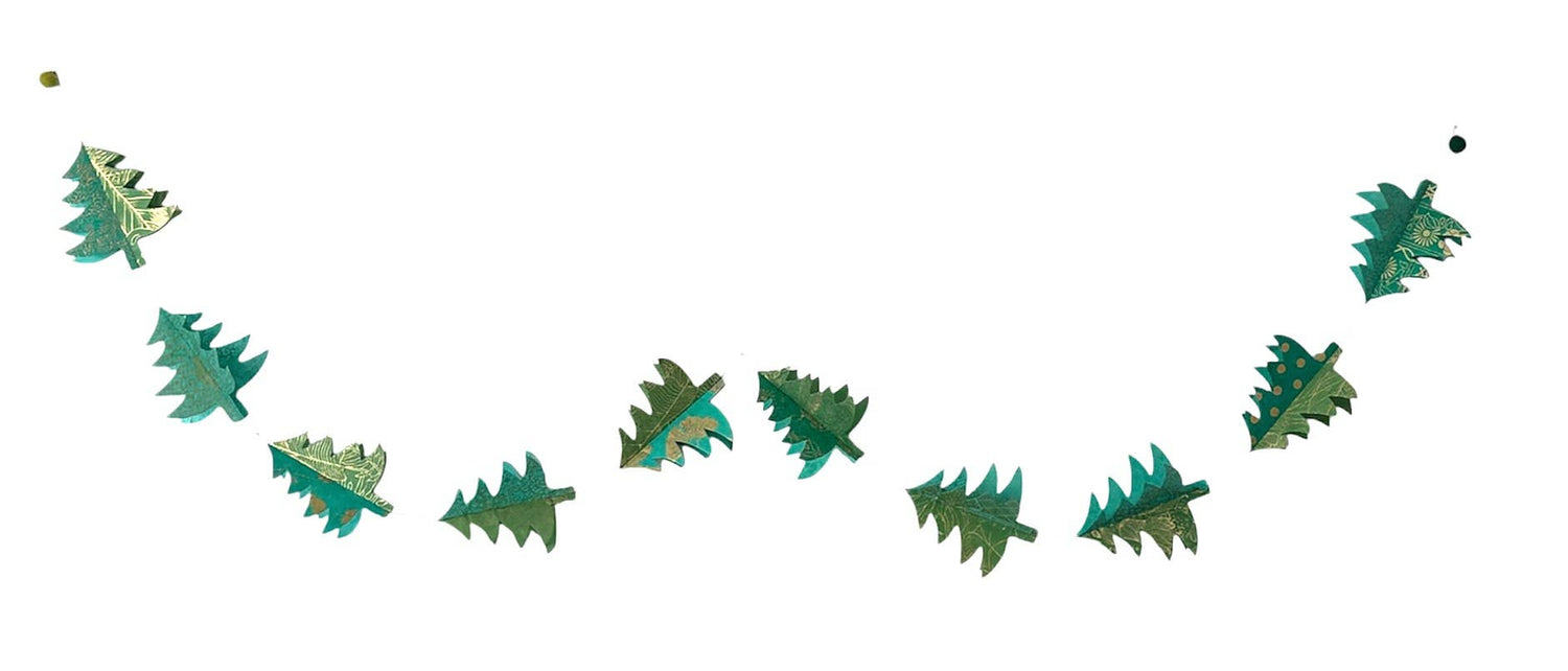 3D Paper garland, green trees 6ft