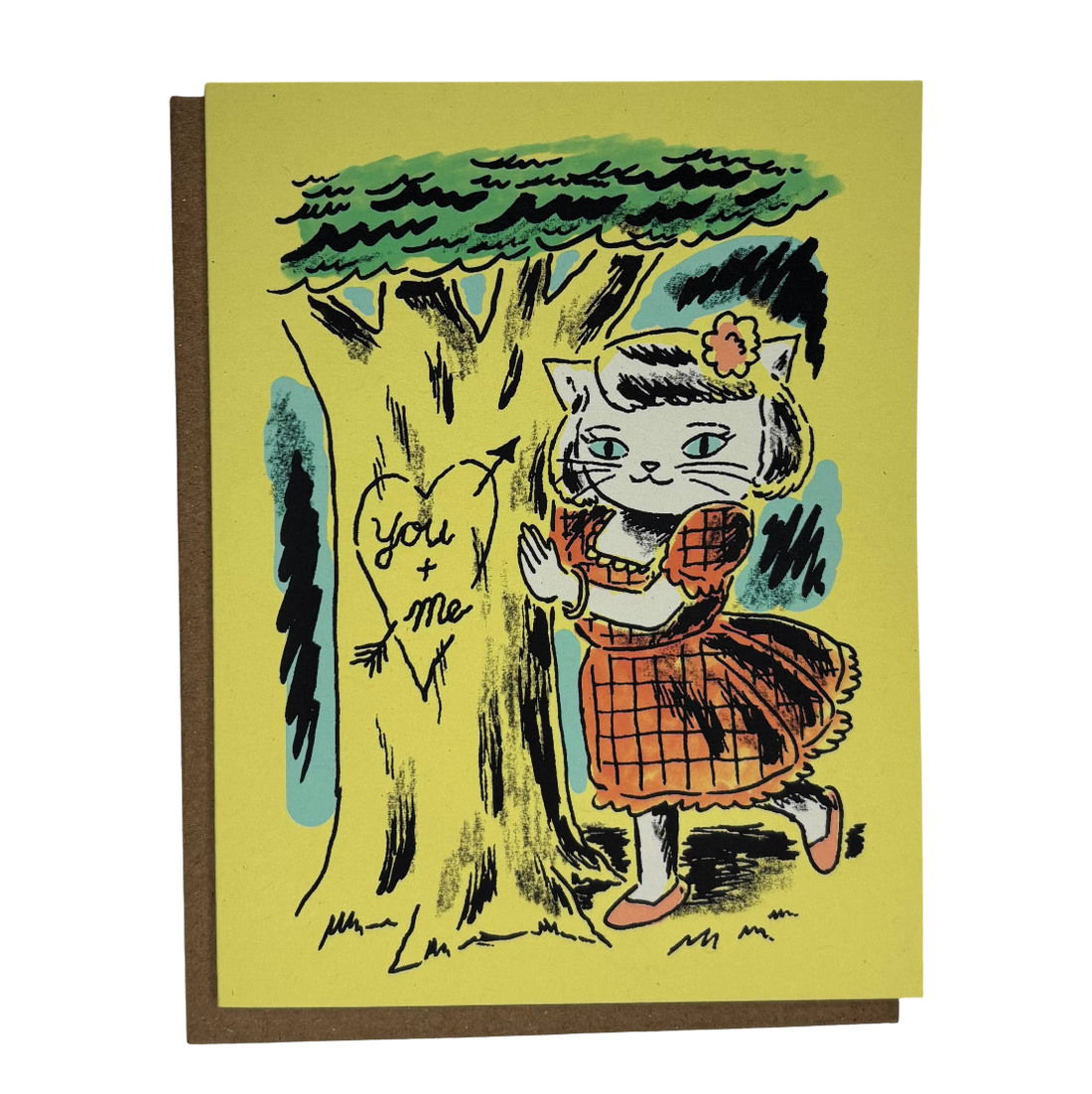 Love Tree Cat Greeting Card