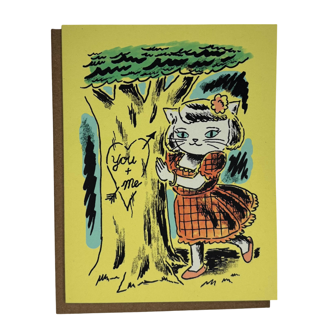 Love Tree Cat Greeting Card