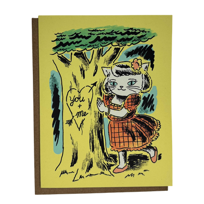 Love Tree Cat Greeting Card