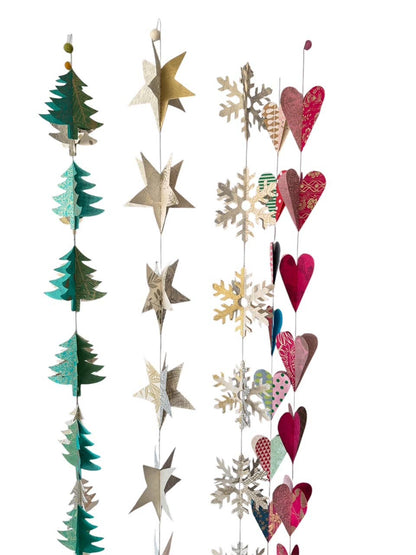 3D Paper garland, green trees 6ft