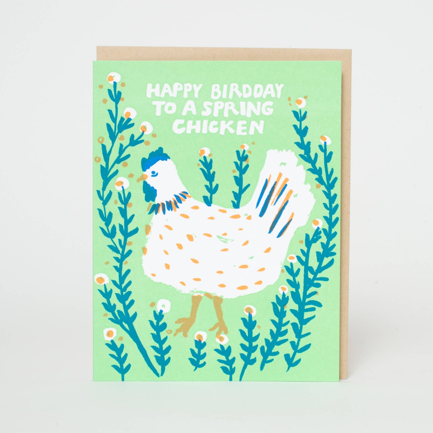Spring Chicken Birthday Letterpress Greeting Card by Egg Press