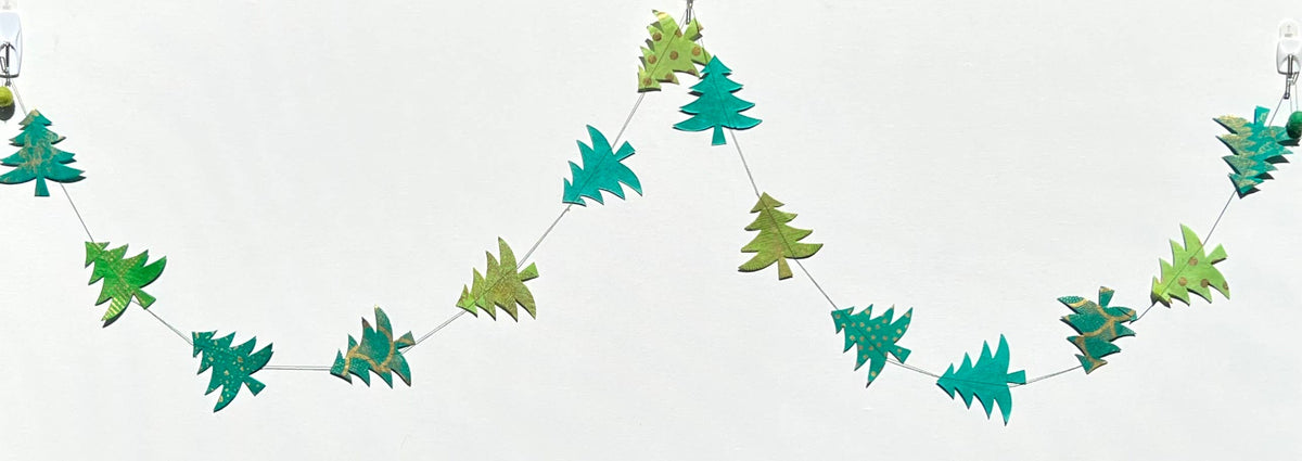 5ft  Paper Garland, Green Trees