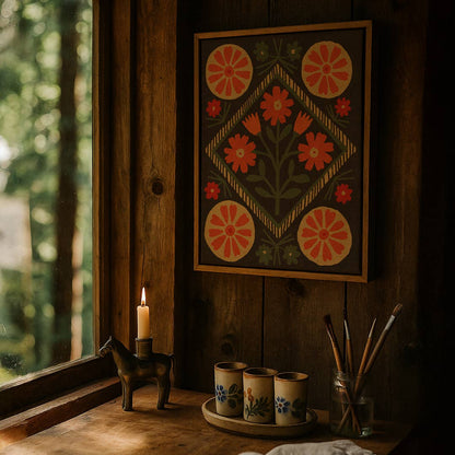 Folk Garden in Bloom Art Print
