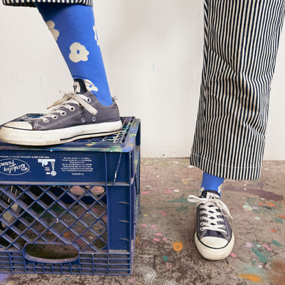 Crew Socks - Celeste in Ultramarine Blue &amp; Natural