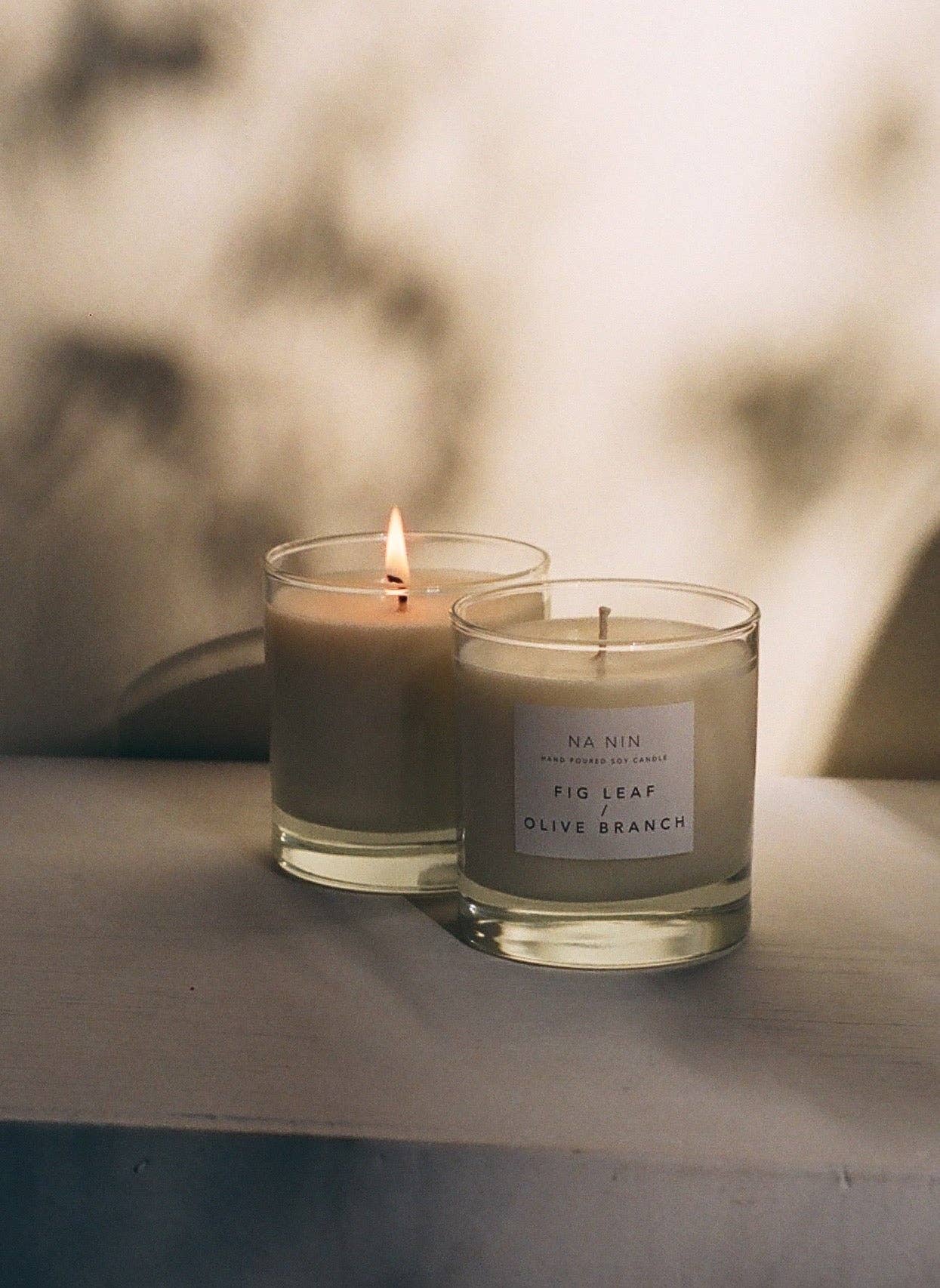 Fig Leaf &amp; Olive Branch Candle / Available in Multiple Sizes